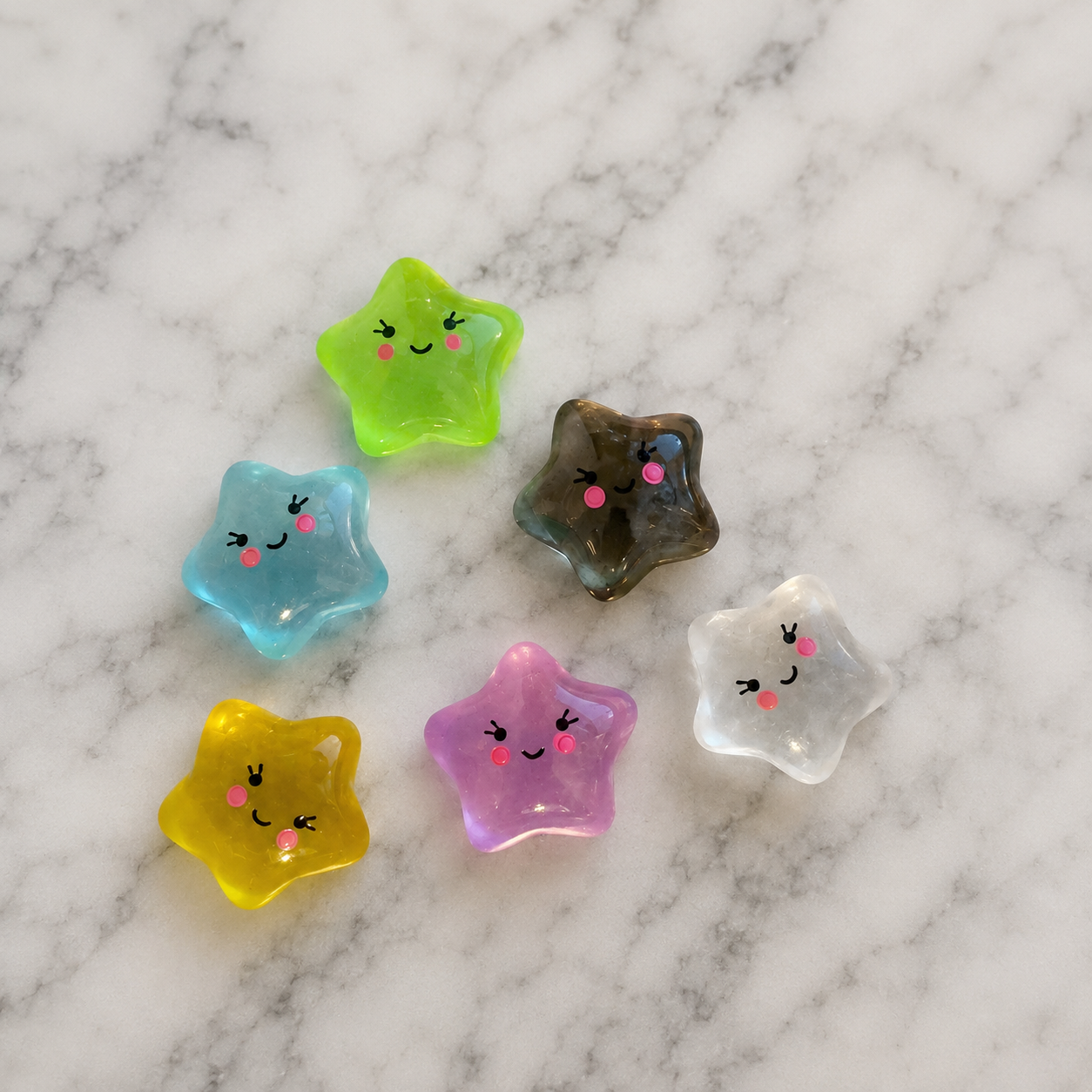 Kawaii Translucent Smiley Stars