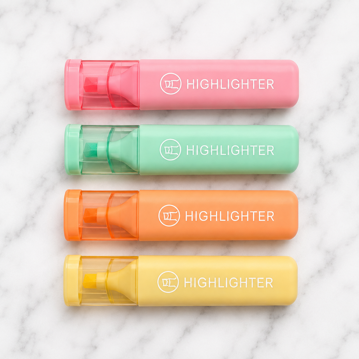 Macron Highlighter Set w/ Clear Cap (S/4)